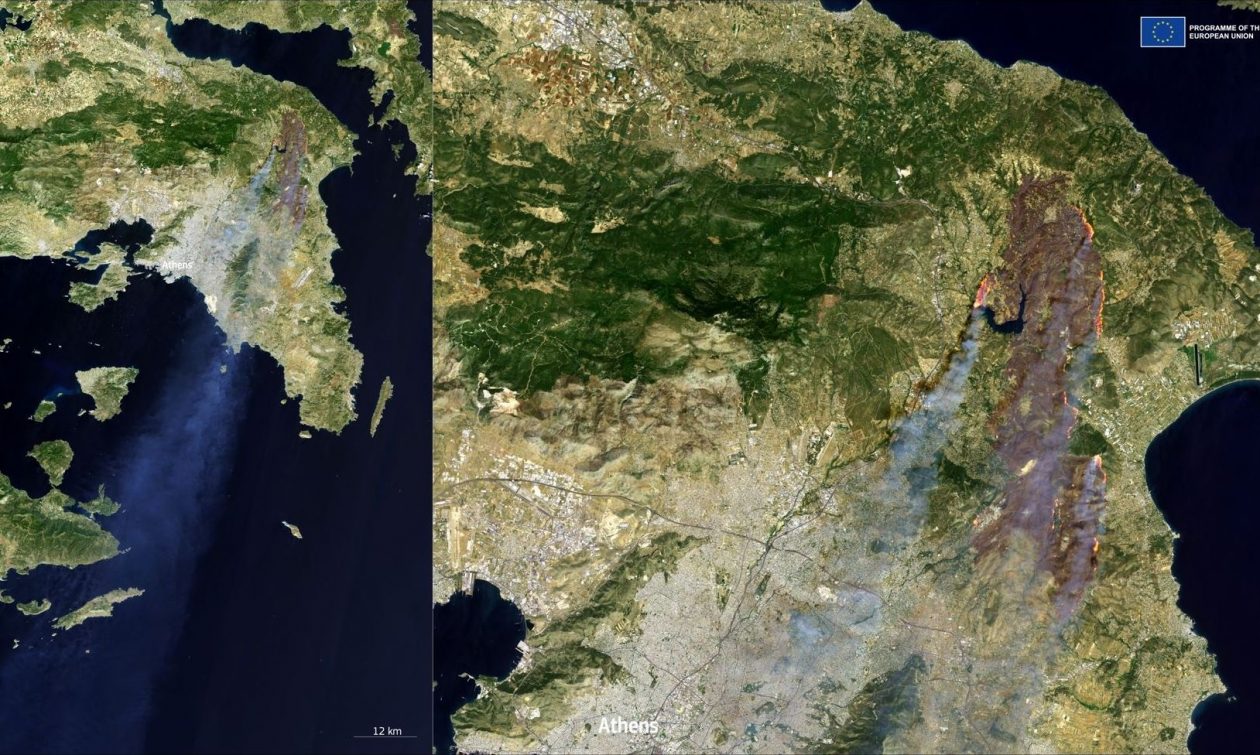 copernicus:-Ώρα-12:05-μμ.-Δευτέρα-11/8-–-Η-συγκλονιστική-δορυφορική-εικόνα-της-φωτιάς-στην-Αττική