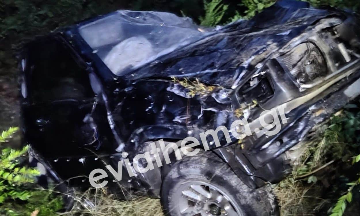 Τραγικό-τροχαίο-στις-Ροβιές-Εύβοιας-Έπεσαν-με-το-ΙΧ-στον-γκρεμό,-ένας-νεκρός-κι-ένας-πολυτραυματίας